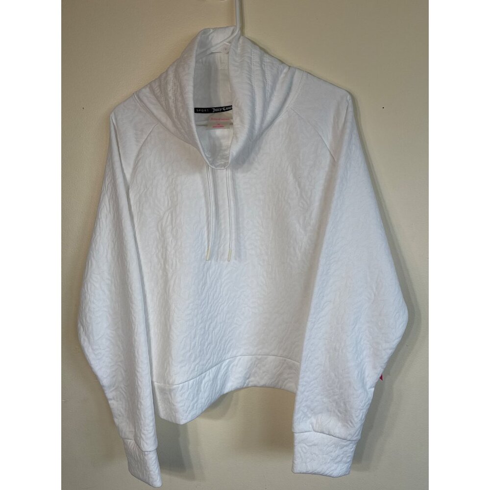 Juicy Couture Sport White Quilted leopard Pattern Pullover Hoodie XL Cotton/Poly